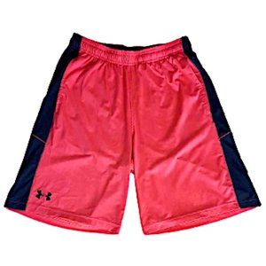 UNDER ARMOUR Heat Gear Mens Red Basketball Drawstring Shorts size Medium